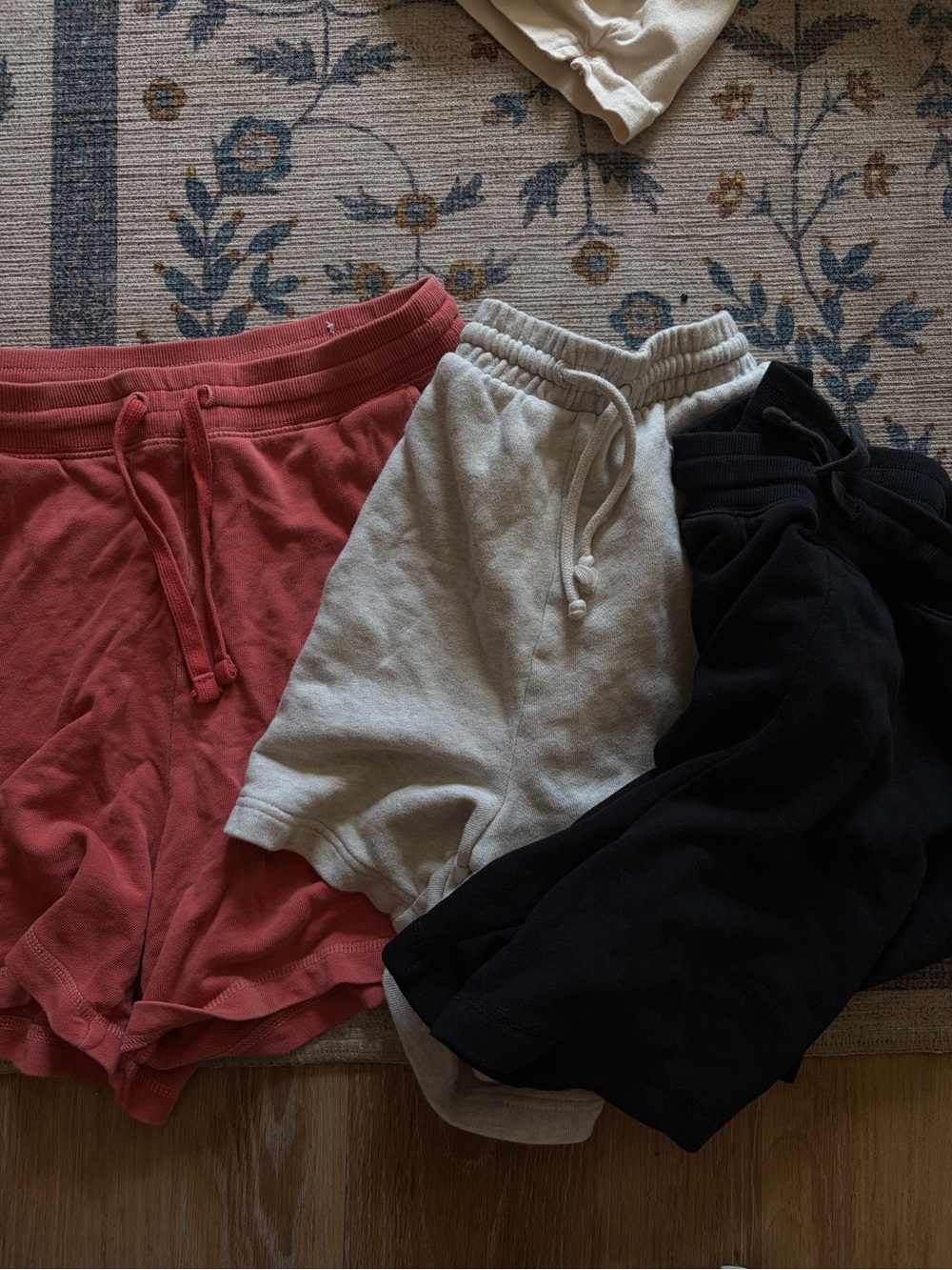 Old Navy Athletic Shorts Trio - Coral, Light Gray, Black